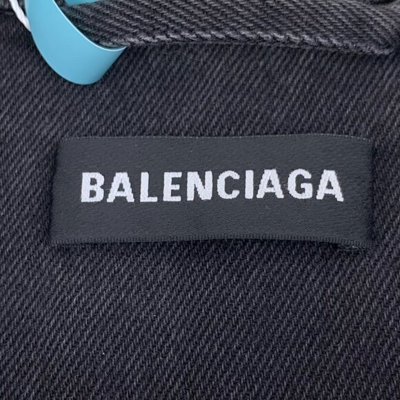 Balenciaga Black Cotton-Blend Denim Jacket Single-Breasted Long Sleeves Lapel Co - Picture 2 of 10